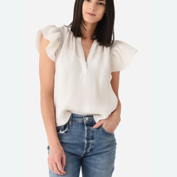 Jonathan Simkhai Tops - Jonathan Simkhai Elegant White Ruffle Sleeve Top Size Medium